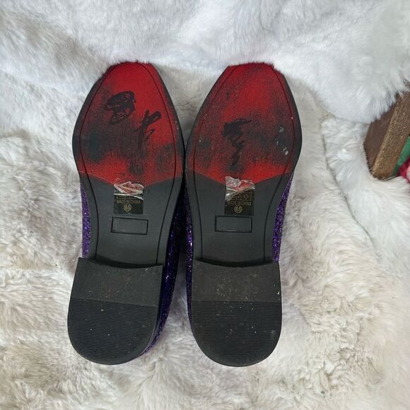 Enzo Romeo Mens Sparko Purple Glitter Slip On Tuxedo Dress Loafers Shoes 6.5 - Picture 8 of 9